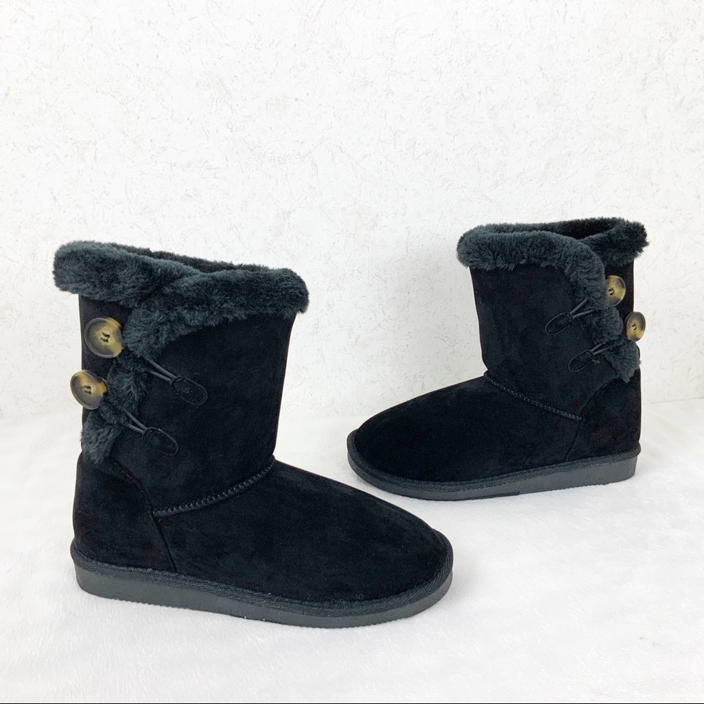 Sugar Brand Marty Black Faux Fur Lined Boots New In Box Winter